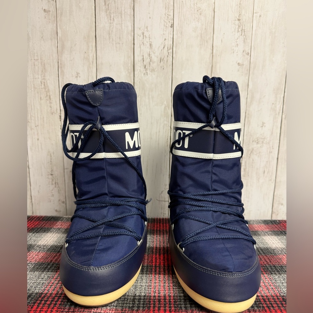 Moon Boots Navy Blue Nylon Boots Size US 12.5/2.5 Used Good Condition - Picture 1 of 13